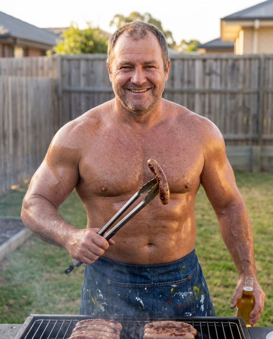 Placeholder: the recipient as a backyard barbecue king